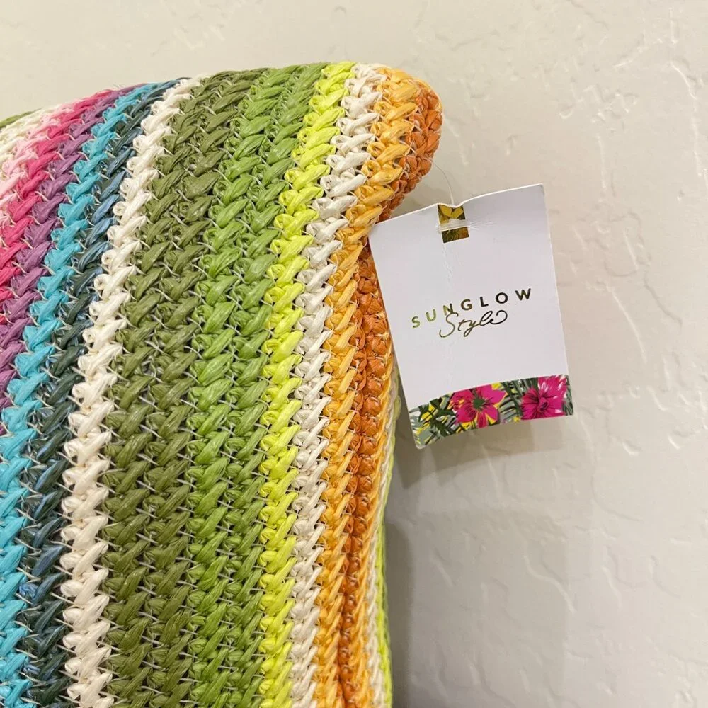 Sunglow Style Striped Woven Pillow Rectangle NWT New Colorful